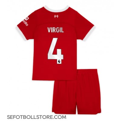 Liverpool Virgil van Dijk #4 Replika babykläder Hemmaställ Barn 2023-24 Kortärmad (+ korta byxor)